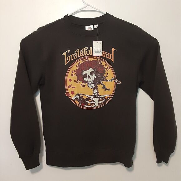 Grateful Dead Sweatshirt Pullover Black Skull Roses Bertha Music XS - Picture 1 of 7